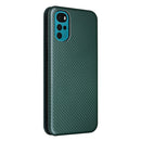 For Motorola Moto G22 Carbon Fiber Texture Horizontal Flip Leather Phone Case(Green)
