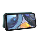 For Motorola Moto G22 Carbon Fiber Texture Horizontal Flip Leather Phone Case(Green)