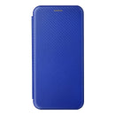 For Motorola Moto G22 Carbon Fiber Texture Horizontal Flip Leather Phone Case(Blue)