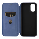 For Motorola Moto G22 Carbon Fiber Texture Horizontal Flip Leather Phone Case(Blue)