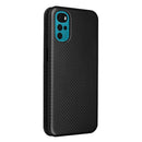 For Motorola Moto G22 Carbon Fiber Texture Horizontal Flip Leather Phone Case(Black)