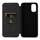 For Motorola Moto G22 Carbon Fiber Texture Horizontal Flip Leather Phone Case(Black)
