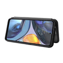 For Motorola Moto G22 Carbon Fiber Texture Horizontal Flip Leather Phone Case(Black)