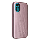 For Motorola Moto G22 Carbon Fiber Texture Horizontal Flip Leather Phone Case(Pink)