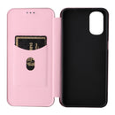 For Motorola Moto G22 Carbon Fiber Texture Horizontal Flip Leather Phone Case(Pink)