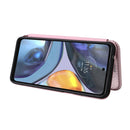 For Motorola Moto G22 Carbon Fiber Texture Horizontal Flip Leather Phone Case(Pink)