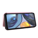 For Motorola Moto G22 Carbon Fiber Texture Horizontal Flip Leather Phone Case(Pink)