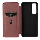 For TCL 30 5G / 30+ Carbon Fiber Texture Horizontal Flip Leather Phone Case(Brown)