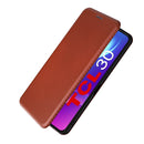For TCL 30 5G / 30+ Carbon Fiber Texture Horizontal Flip Leather Phone Case(Brown)