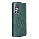 For TCL 30 5G / 30+ Carbon Fiber Texture Horizontal Flip Leather Phone Case(Green)