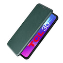 For TCL 30 5G / 30+ Carbon Fiber Texture Horizontal Flip Leather Phone Case(Green)