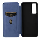 For TCL 30 5G / 30+ Carbon Fiber Texture Horizontal Flip Leather Phone Case(Blue)