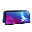 For TCL 30 5G / 30+ Carbon Fiber Texture Horizontal Flip Leather Phone Case(Blue)