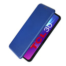 For TCL 30 5G / 30+ Carbon Fiber Texture Horizontal Flip Leather Phone Case(Blue)