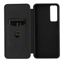 For TCL 30 5G / 30+ Carbon Fiber Texture Horizontal Flip Leather Phone Case(Black)