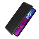 For TCL 30 5G / 30+ Carbon Fiber Texture Horizontal Flip Leather Phone Case(Black)