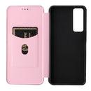 For TCL 30 5G / 30+ Carbon Fiber Texture Horizontal Flip Leather Phone Case(Pink)