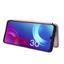 For TCL 30 5G / 30+ Carbon Fiber Texture Horizontal Flip Leather Phone Case(Pink)