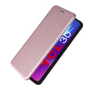 For TCL 30 5G / 30+ Carbon Fiber Texture Horizontal Flip Leather Phone Case(Pink)