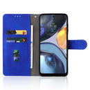 For Motorola Moto G22 Skin Feel Magnetic Buckle Calf Texture PU Phone Case(Blue)