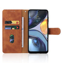 For Motorola Moto G22 Skin Feel Magnetic Buckle Calf Texture PU Phone Case(Brown)