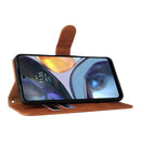 For Motorola Moto G22 Skin Feel Magnetic Buckle Calf Texture PU Phone Case(Brown)