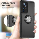 For Xiaomi 12 Pro Transparent TPU + Acrylic Ring Holder Phone Case(Dark Blue + Silver)