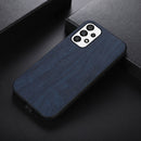 For Samsung Galaxy A23 4G Wood Texture PU Phone Case(Blue)