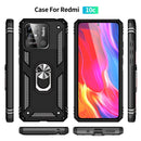 For Xiaomi Redmi 10C Shockproof TPU + PC Phone Case with 360 Degree Rotating Holder(Black)