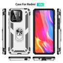 For Xiaomi Redmi 10C Shockproof TPU + PC Phone Case with 360 Degree Rotating Holder(Silver)