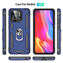 For Xiaomi Redmi 10C Shockproof TPU + PC Phone Case with 360 Degree Rotating Holder(Blue)
