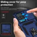 For Samsung Galaxy A12 Sliding Camshield Holder Phone Case(Blue)