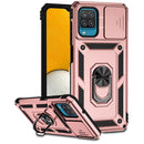 For Samsung Galaxy A12 Sliding Camshield Holder Phone Case(Rose Gold)