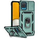 For Samsung Galaxy A12 Sliding Camshield Holder Phone Case(Dark Green)