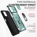 For Samsung Galaxy A12 Sliding Camshield Holder Phone Case(Dark Green)