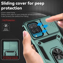 For Samsung Galaxy A12 Sliding Camshield Holder Phone Case(Dark Green)