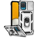 For Samsung Galaxy A12 Sliding Camshield Holder Phone Case(Silver)
