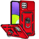 For Samsung Galaxy A22 4G Sliding Camshield Holder Phone Case(Red)