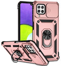 For Samsung Galaxy A22 4G Sliding Camshield Holder Phone Case(Rose Gold)