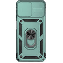 For Samsung Galaxy A22 4G Sliding Camshield Holder Phone Case(Dark Green)
