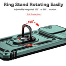 For Samsung Galaxy A22 4G Sliding Camshield Holder Phone Case(Dark Green)