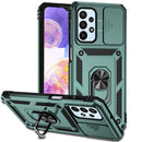 For Samsung Galaxy A23 Sliding Camshield Holder Phone Case(Dark Green)