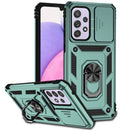 For Samsung Galaxy A33 5G Sliding Camshield Holder Phone Case(Dark Green)