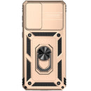 For Samsung Galaxy A73 5G Sliding Camshield Holder Phone Case(Gold)