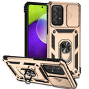 For Samsung Galaxy A73 5G Sliding Camshield Holder Phone Case(Gold)