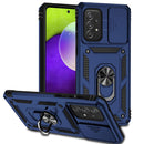 For Samsung Galaxy A73 5G Sliding Camshield Holder Phone Case(Blue)