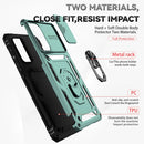 For Samsung Galaxy A73 5G Sliding Camshield Holder Phone Case(Dark Green)