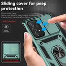 For Samsung Galaxy A73 5G Sliding Camshield Holder Phone Case(Dark Green)