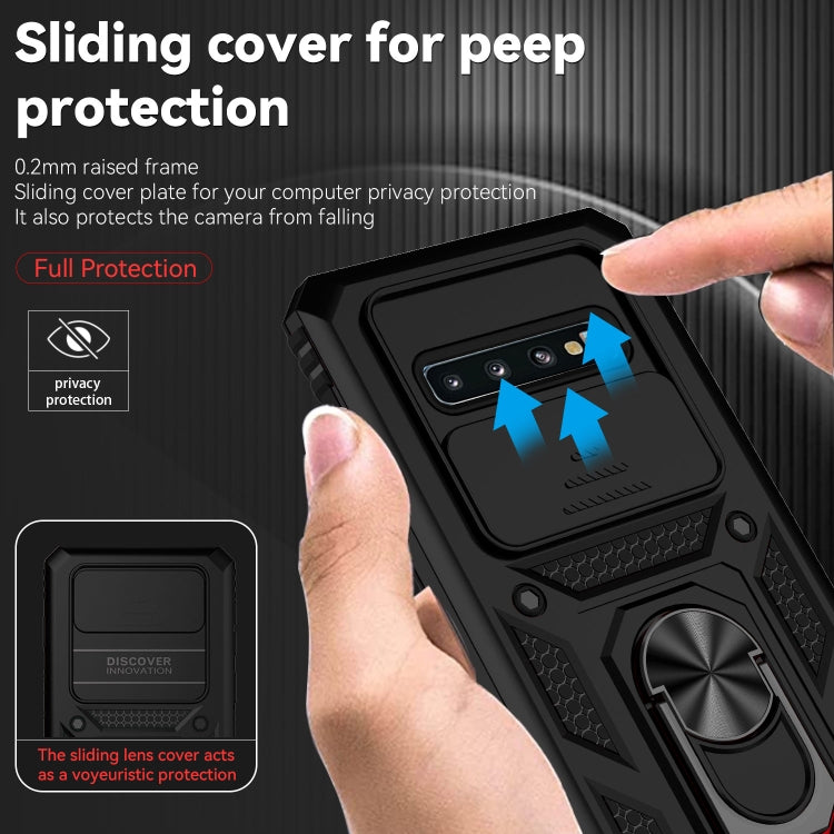 For Samsung Galaxy S10 Sliding Camshield Holder Phone Case(Black)