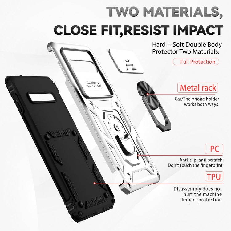 For Samsung Galaxy S10 Sliding Camshield Holder Phone Case(Silver)